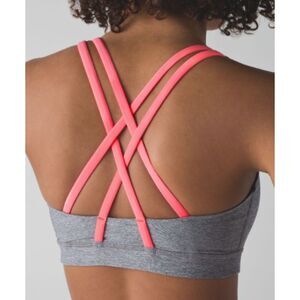 EUC Lululemon Energy Bra Heathered Slate Grapefruit 6